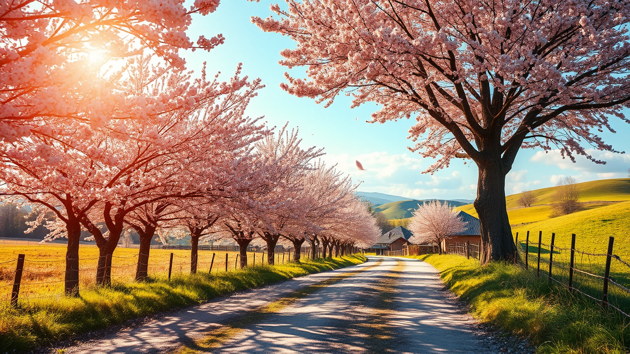 Blossom-Laden Serenity Lane