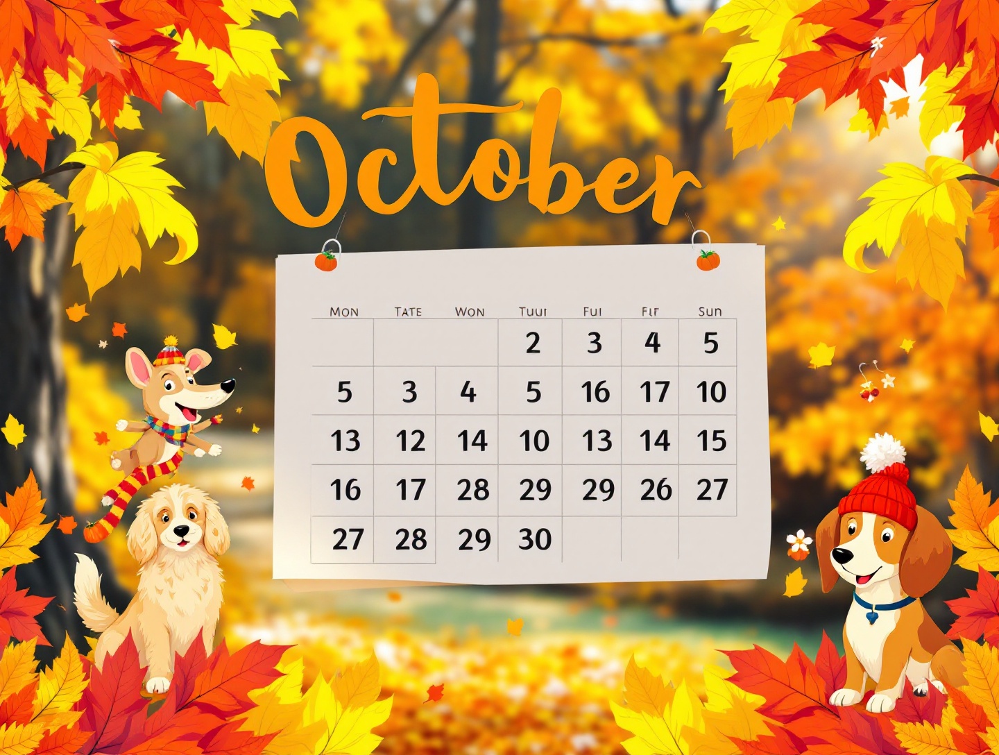 2027 October calendar with dog style.